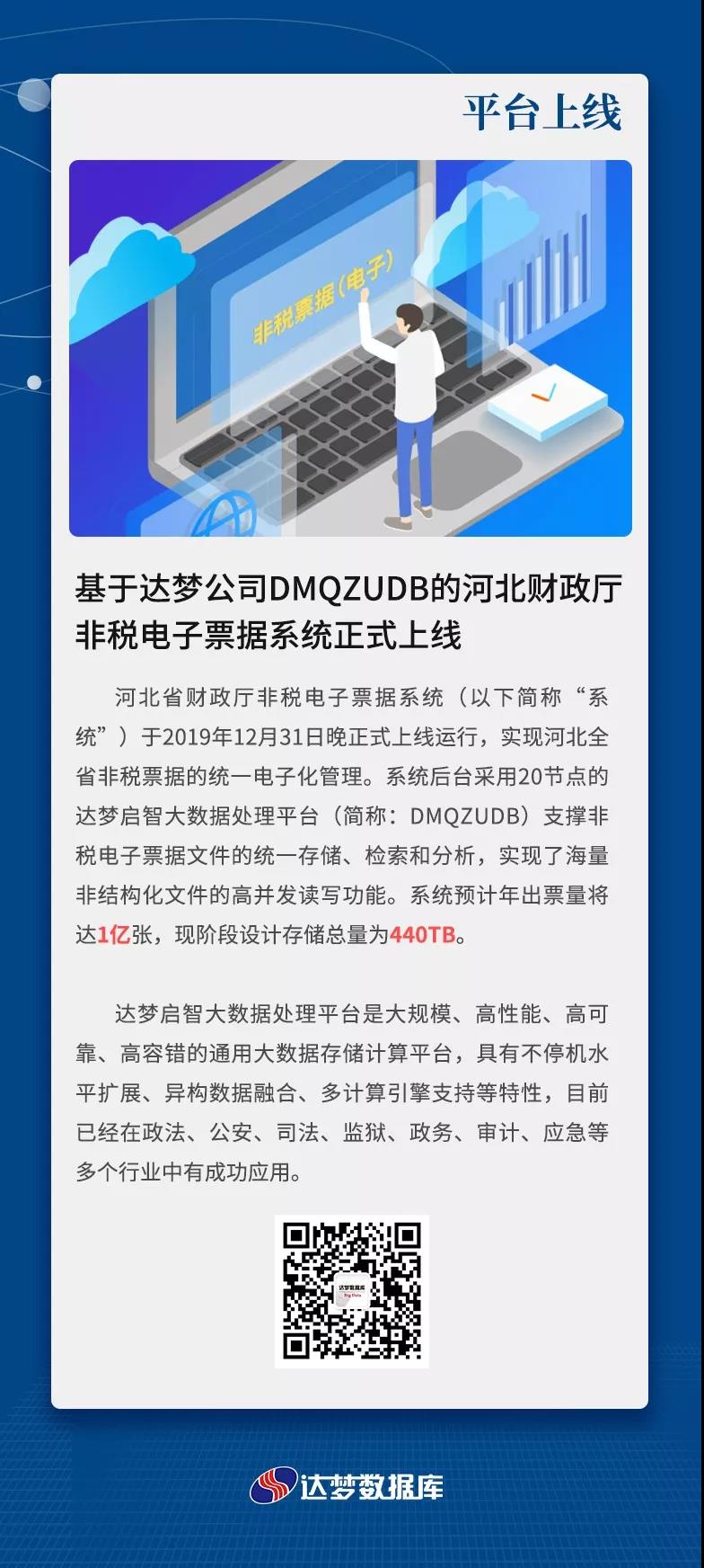 基于九游会J9·(china)官方网站-真人游戏第一品牌公司DMQZUDB的河北财政厅非税电子票据系统正式上线